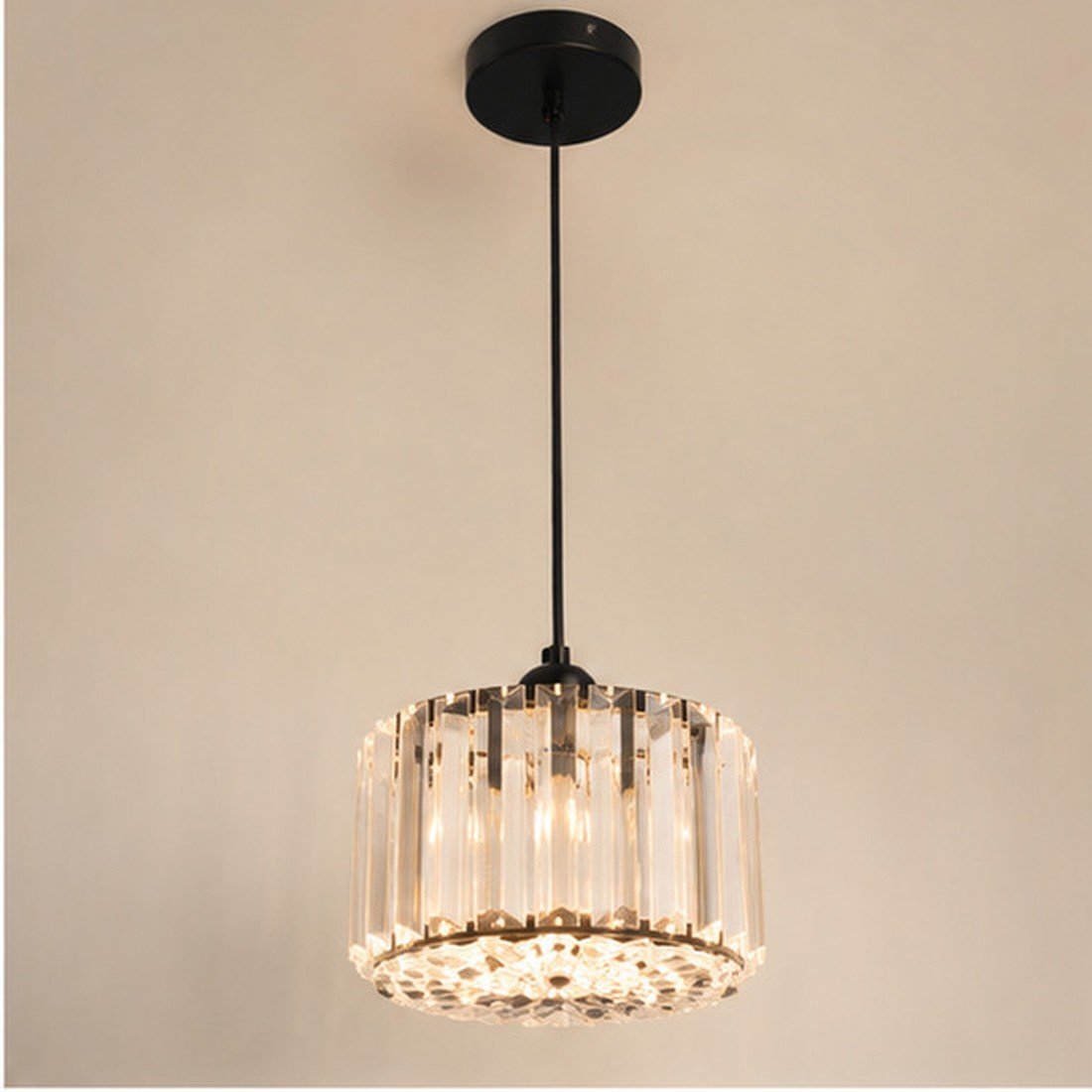 Suspension cristal noire – Compacte Élégance Ø20 cm