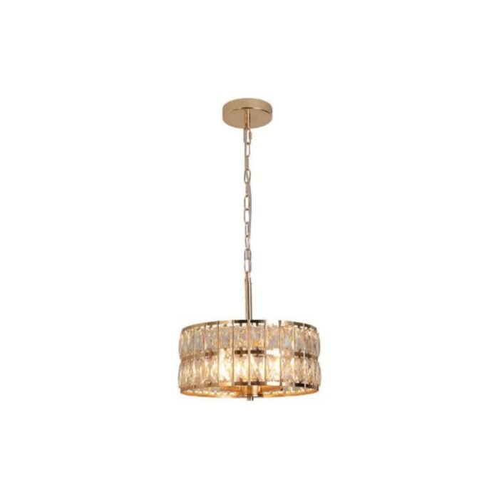 Suspension cristal dorée – Éclat Vertical Ø30 cm