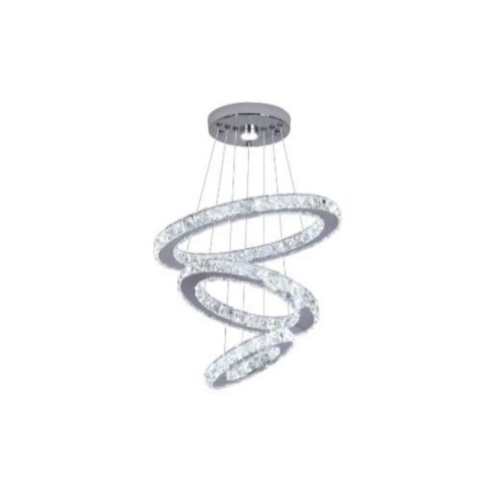 Lustre cristal 3 anneaux chromé – Design contemporain 47 W
