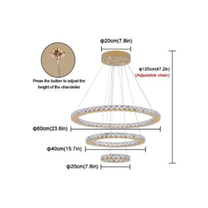 Lustre LED en cristal doré 63W - HQ-246J-WJ