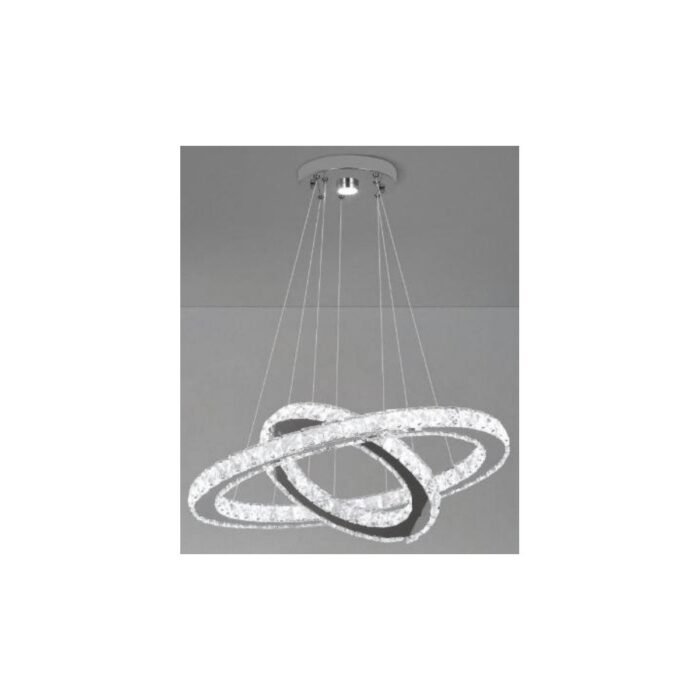 Lustre cristal 2 anneaux chromé – Élégance 41 W