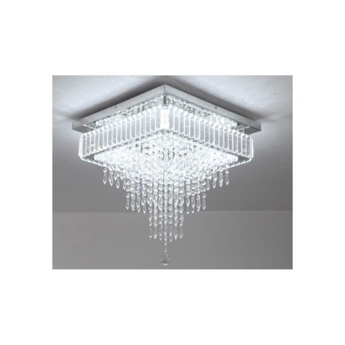 Plafonnier cristal carré chromé – Prestige 70 W