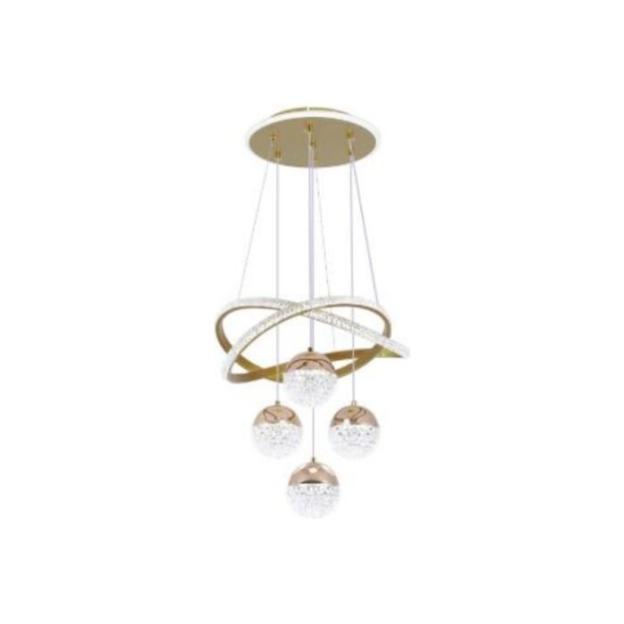 Suspension cristal dorée – 4 globes Signature 96 W